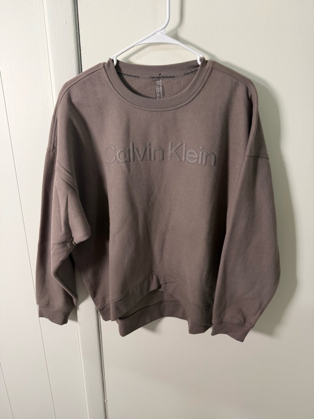 Calvin Klein Performance | Embossed Logo Sweatshirt | Women’s L | NWT | Taupe